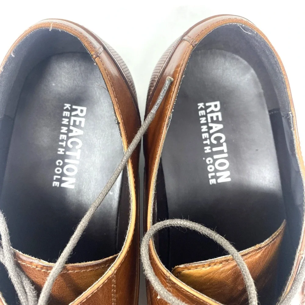 Kenneth Cole Reaction Men Shoes Sz 10 Oxford Witter Lace‎ Up Brown Leather Dress